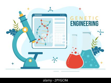 Gentechnik und DNA-Modifikationen Illustration mit Genetics Research oder Experimentwissenschaftlern in Flat Cartoon Hand Drawn Templates Stockfoto