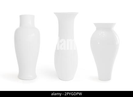 Weiße Vasen isoliert auf weiß. 3D-Rendern Stockfoto