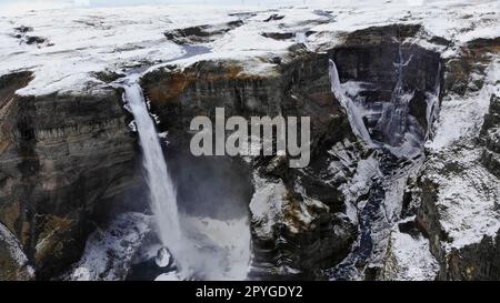 Haifoss-Wasserfall im Süden Islands Stockfoto
