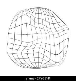 Symbol für entleeren Globus. Der Erdplanet verzerrte Drahtmodelle, isoliert auf weißem Hintergrund. Konzept des Klimawandels. Symbol für eine globale ökologische Katastrophe Stock Vektor