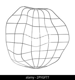 Symbol für entleeren Globus. Verzerrtes Drahtmodell des Erdplaneten, isoliert auf weißem Hintergrund. Konzept des Klimawandels. Idee einer globalen ökologischen Katastrophe Stock Vektor