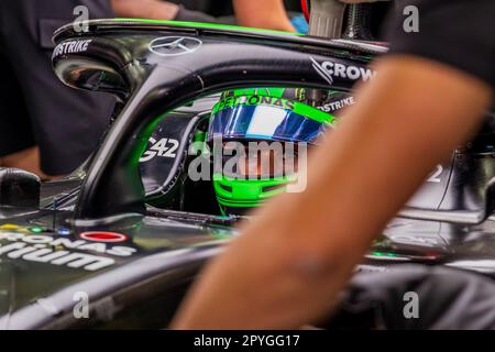 MANAMA, BAHRAIN, Sakhir Circuit, 3. März 2023: Nr. 63, George RUSSEL, GBR, Mercedes AMG F1 Team, während des Bahrain Formel 1 Grand Prix auf den Bahrai Stockfoto