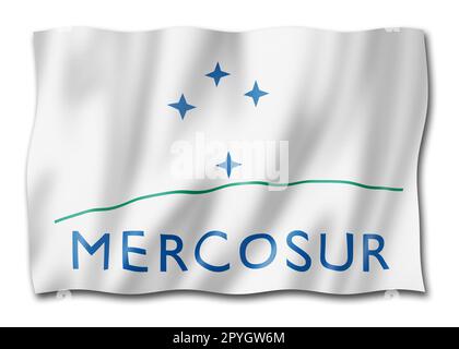 Mercosur-Flagge, Gemeinsamer Markt Süd. 3D Abbildung Stockfoto