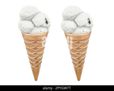 Eiscreme im Zapfen auf weißem Hintergrund Stockfoto