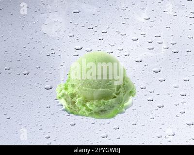 Eiscreme schmilzt auf dem Hintergrund eines Wassertropfens Stockfoto