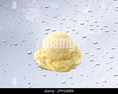 Eiscreme schmilzt auf dem Hintergrund eines Wassertropfens Stockfoto