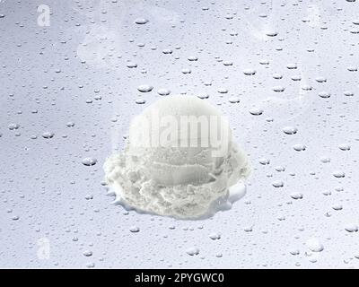 Eiscreme schmilzt auf dem Hintergrund eines Wassertropfens Stockfoto