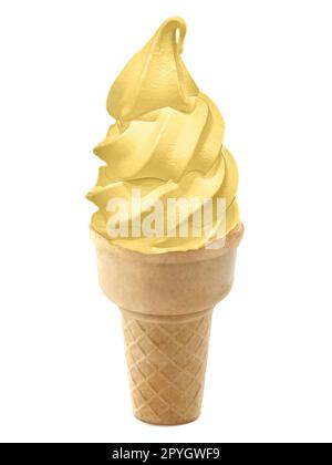 Vanille-Eiscreme in der Kegel auf weißem Hintergrund Stockfoto