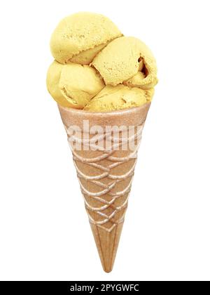 Vanille-Eiscreme in der Kegel auf weißem Hintergrund Stockfoto