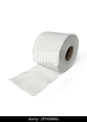 toilettenpapier, Tissuepapierrolle isoliert auf weißem Hintergrund Stockfoto