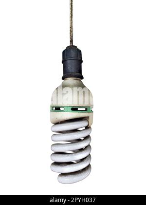 Alte Technologie und vergeudete Elektrizität, durchgebrannte Glühbirne Stockfoto