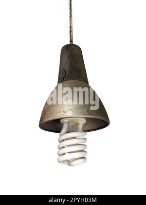 Alte Technologie und vergeudete Elektrizität, durchgebrannte Glühbirne Stockfoto