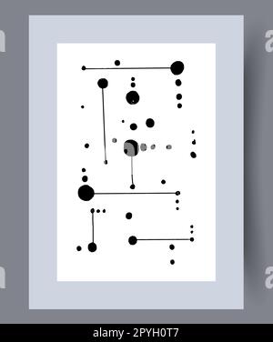 Wandmotiv mit abstrakten Linien und minimalistischen Punkten. Zeitgenössischer dekorativer Hintergrund mit Punkten. Druckbares Poster mit minimalen abstrakten Linien. Mauer zwei Stockfoto