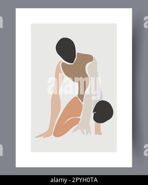 Porträt menschliche Männlichkeit Komposition Wandbild Druck. Druckbares minimalabstraktes menschliches Poster. Wandgemälde für die Innengestaltung. Zeitgenössische Einrichtung Stockfoto