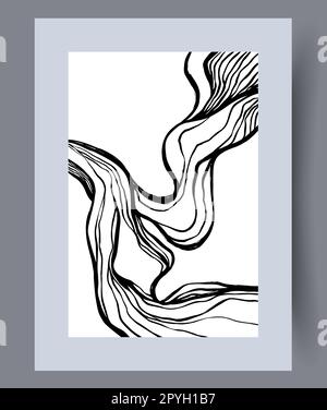 Wandmotiv mit abstrakten Streifen und gezogenem Chaos. Zeitgenössischer dekorativer Hintergrund mit Chaos. Wandgemälde für die Innengestaltung. Druckbare minimale Abstra Stockfoto
