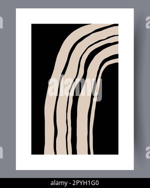Moderner Wandmotiv mit abstrakten Streifen. Zeitgenössischer dekorativer Hintergrund mit Kreation. Wandgemälde für die Innengestaltung. Minimal druckbar Stockfoto
