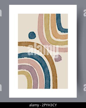 Abstrakter Streifendruck mit pastellfarbenen Konturen an der Wand. Druckbares Poster mit minimalen abstrakten Streifen. Zeitgenössischer dekorativer Hintergrund mit Kontur. Mauer zwei Stockfoto