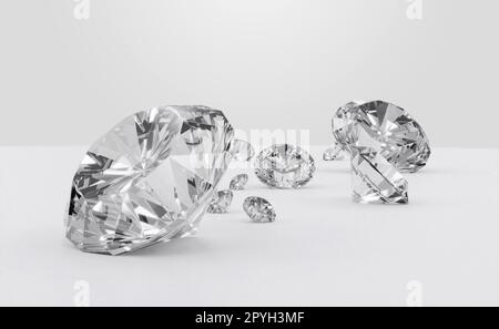 Schillernder Diamant auf weißem Hintergrund. 3D-Rendern Stockfoto