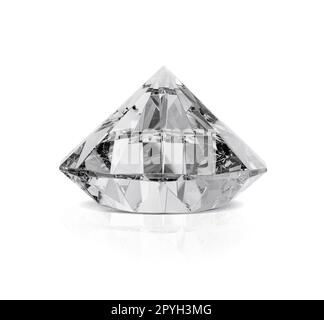 Schillernder Diamant auf weißem Hintergrund. 3D-Rendern Stockfoto