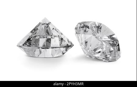 Schillernder Diamant auf weißem Hintergrund. 3D-Rendern Stockfoto