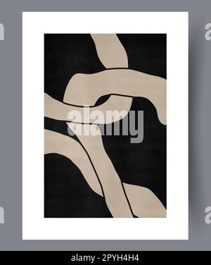 Wandmotiv mit abstrakten Konturlinien aus Lavalier. Wandgemälde für die Innengestaltung. Zeitgenössischer dekorativer Hintergrund mit Linien. Druckbares minimales abs Stockfoto