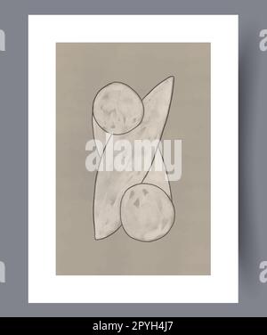 Abstrakte Figuren geometrischer Wanddruck mit „Clutter“-Motiven. Wandgemälde für die Innengestaltung. Druckbares Poster mit minimalen abstrakten Figuren. Zeitgenössisch dekorativ Stockfoto