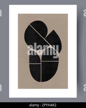 Abstrakte Formen kreativen minimalistischen Wandmotiv. Zeitgenössischer dekorativer Hintergrund mit Minimalismus. Wandgemälde für die Innengestaltung. Druckbare min Stockfoto