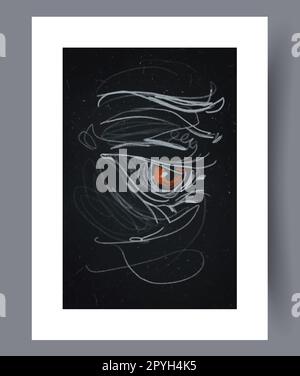 Wandmotiv mit Esoterik im Portrait Eye-Design. Wandgemälde für die Innengestaltung. Druckbares minimalistisches abstraktes Augenposter. Zeitgenössische dekorative Hintergrundbeleuchtung Stockfoto