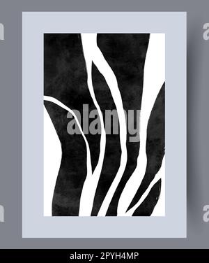 Abstrakte Formen chaotischer Wanddruck mit Tracery-Motiven. Druckbares Poster mit minimalen abstrakten Formularen. Zeitgenössischer dekorativer Hintergrund mit Tracery. Wandgemälde Stockfoto