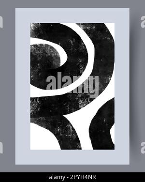 Minimalistischer, spiralförmiger Wandmotiv mit abstrakten Linien. Wandgemälde für die Innengestaltung. Druckbares Poster mit minimalen abstrakten Linien. Zeitgenössisch dekorativ BA. Stockfoto