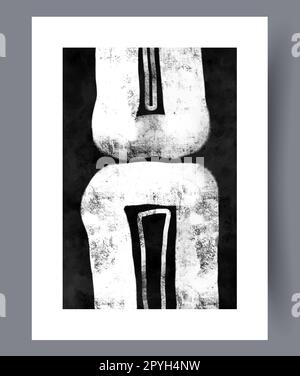 Wandmotiv mit abstrakten Formen und einfarbigen Figuren. Zeitgenössischer dekorativer Hintergrund mit Figuren. Wandgemälde für die Innengestaltung. Druckbare Minima Stockfoto