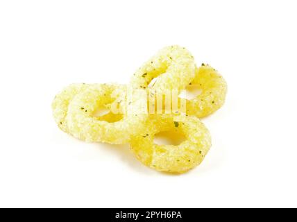 Zwiebelringe als Snack auf weißem Hintergrund Stockfoto