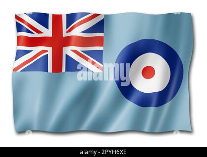 Royal Air Force Ensign, Großbritannien Wehende Flaggen Kollektion. 3D-Darstellung Stockfoto