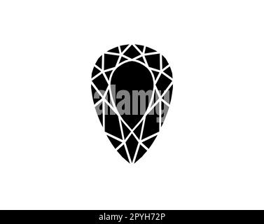 Diamanten im flachen Stil. Abstrakte Symbole aus schwarzen Diamanten. Lineares Umrisszeichen. Diamanten mit Icon-Logo Stockfoto