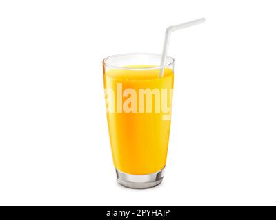 Orangensaft Glas, auf weißem Hintergrund Stockfoto