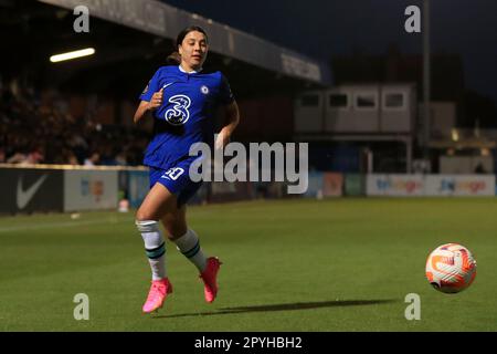 Kingston, Großbritannien. 03. Mai 2023. Sam Kerr von Chelsea Women in Aktion während des FA Women's Super League-Spiels zwischen Chelsea Women und Liverpool Women im Cherry Red Records Stadium, Kingston, England, am 3. Mai 2023. Foto von Carlton Myrie. Nur redaktionelle Verwendung, Lizenz für kommerzielle Verwendung erforderlich. Keine Verwendung bei Wetten, Spielen oder Veröffentlichungen von Clubs/Ligen/Spielern. Kredit: UK Sports Pics Ltd/Alamy Live News Stockfoto