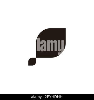 Buchstabe P zwei Blätter Geometrisches Symbol einfacher Logovektor Stock Vektor