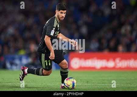 Marco Asensio von Real Madrid CF in Aktion während des Spiels La Liga Santander zwischen Real Sociedad und Real Madrid CF am 2. Mai im reale Arena Stadion, Stockfoto