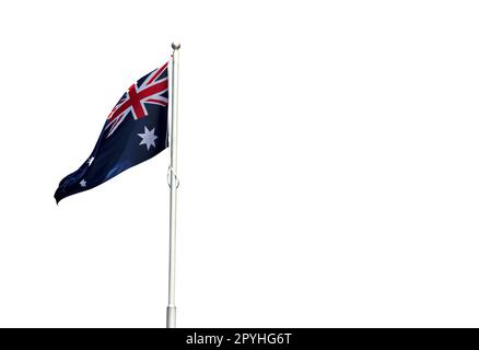 Australische Flagge isoliert auf dem weißen Stockfoto