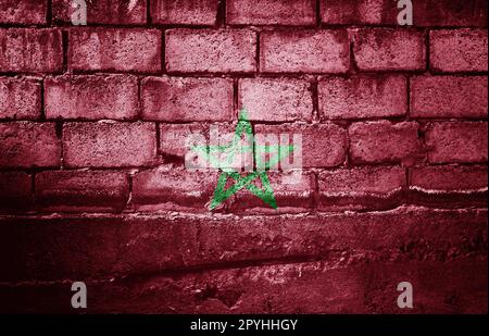 Dark brick wall with the flag Stockfoto