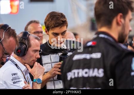 MANAMA, BAHRAIN, Sakhir Circuit, 5. März 2023: Nr. 63, George RUSSEL, GBR, Mercedes AMG F1 Team, während des Bahrain Formel 1 Grand Prix auf den Bahrai Stockfoto