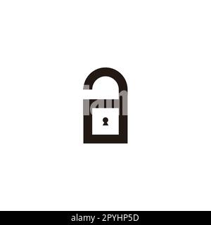 Buchstabe ein Vorhängeschloss geometrisches Symbol einfacher Logo-Vektor Stock Vektor