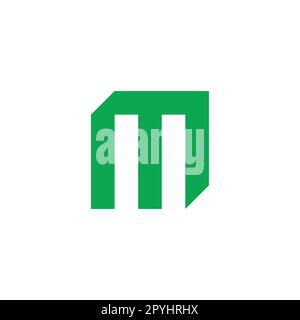 Buchstabe m Blatt, quadratisches geometrisches Symbol einfacher Logo-Vektor Stock Vektor
