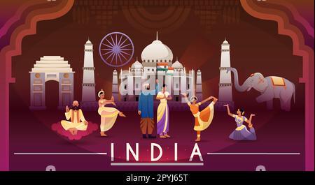 Glücklicher Tag der Unabhängigkeit Indiens Stock Vektor