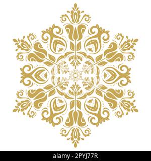 Orientalisches goldenes rundes Muster mit Arabesken und Blumenelementen. Traditionelle klassische Verzierung. Altmodisches Goldmuster mit Arabesken Stockfoto