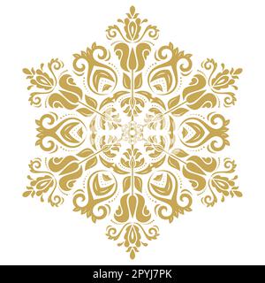 Orientalisches goldenes rundes Muster mit Arabesken und Blumenelementen. Traditionelle klassische Verzierung. Altmodisches Goldmuster mit Arabesken Stockfoto