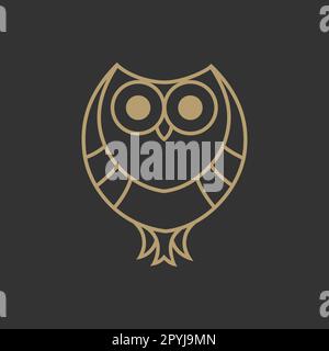 Owl Logo Gold Outline Symbol Konzept - Logo Design Vector Illustration. Stock Vektor