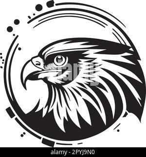Schöner und mächtiger Falken-Emblem-Kunstvektor Stock Vektor