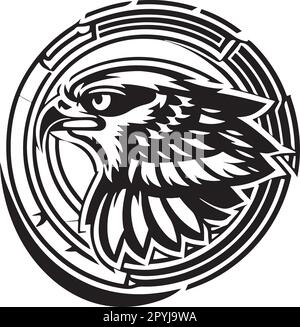 Hübscher und mächtiger Falken-Emblem-Kunstvektor Stock Vektor