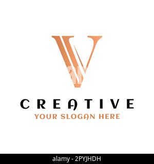 Design-Vorlage mit V-Motiv. Ursprüngliches Logo des Buchstaben „V“. logo-Symbol für den v-Buchstaben Stock Vektor